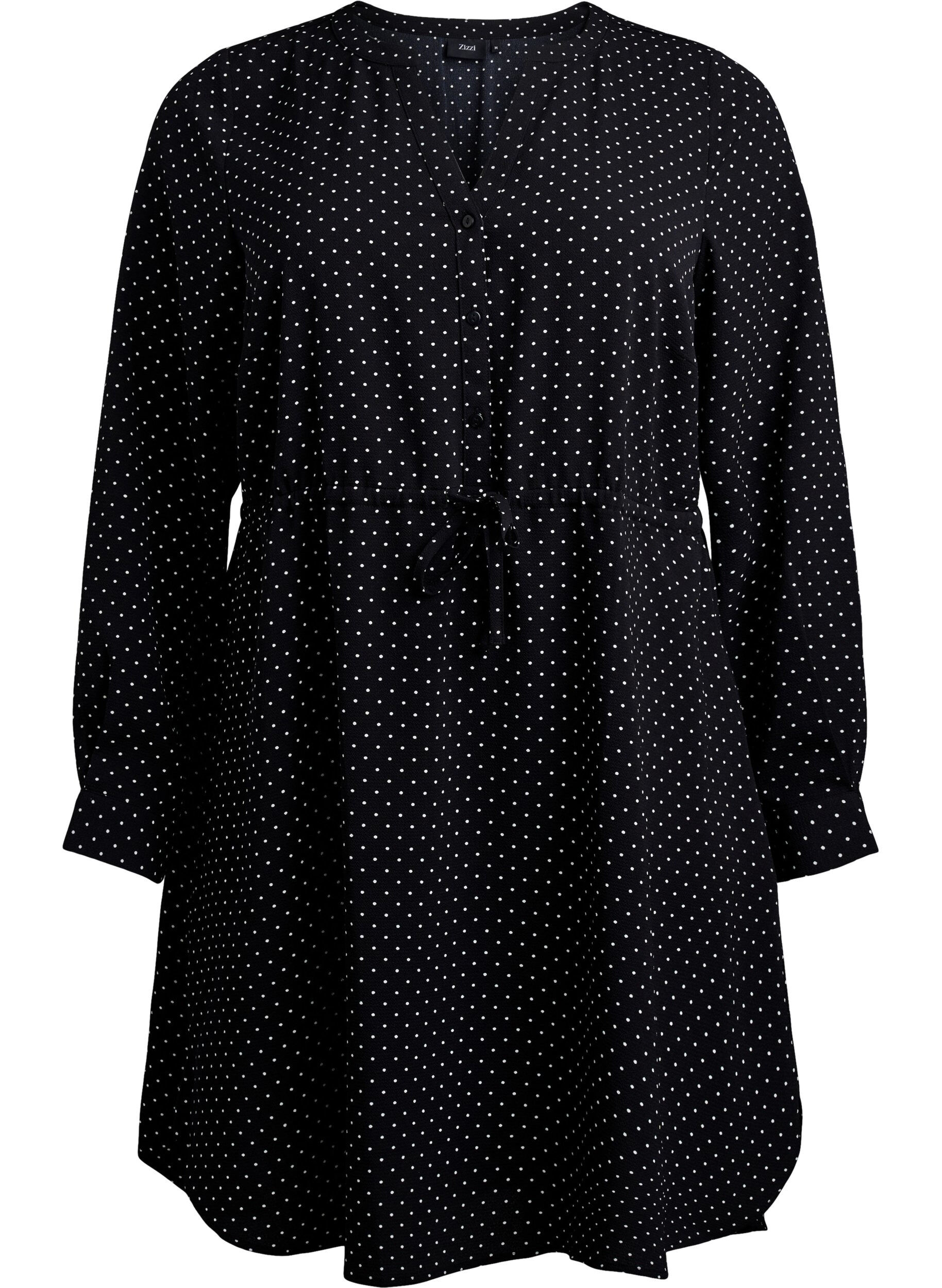 Zizzi Kn&auml;l&aring;ng kl&auml;nning med knytsk&auml;rp, Svart, Packshot image number 0