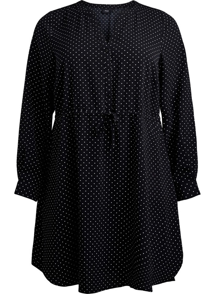 Knälång klänning med knytskärp, Svart, Packshot image number 0