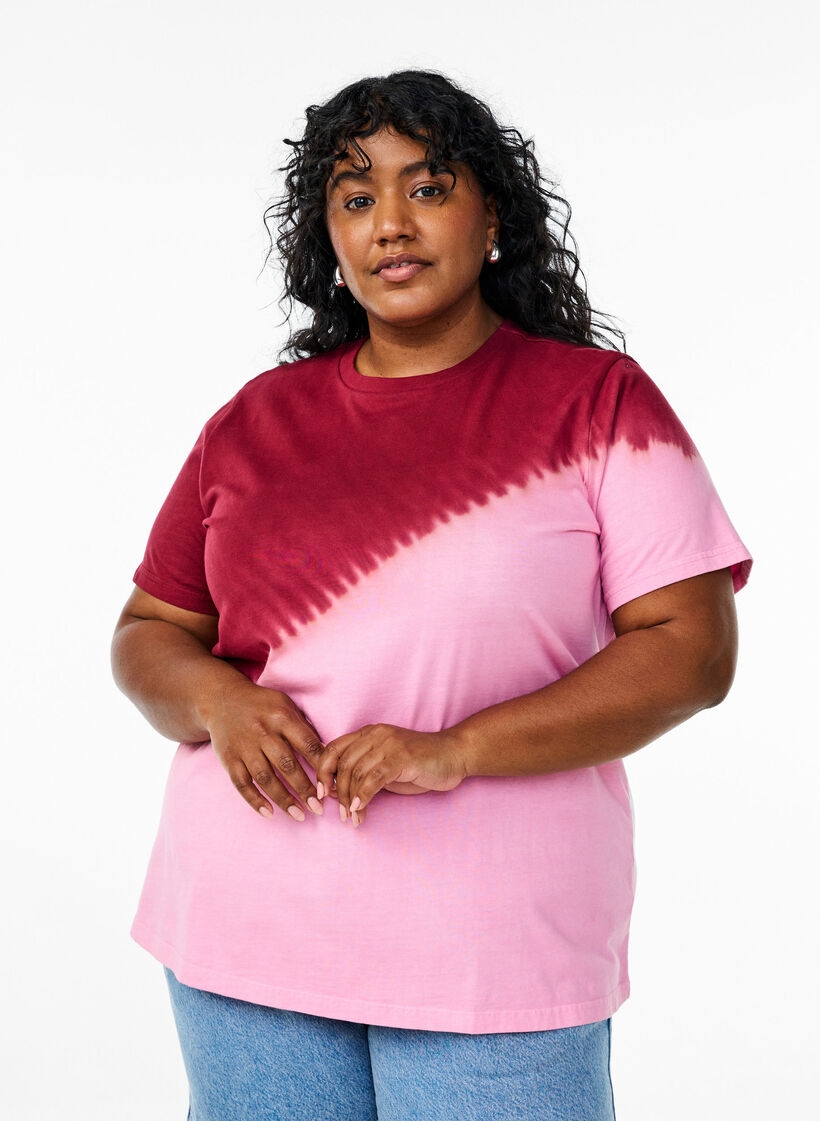 Dip-dye T-shirt i ekologisk bomull, Röd, Model image number 0