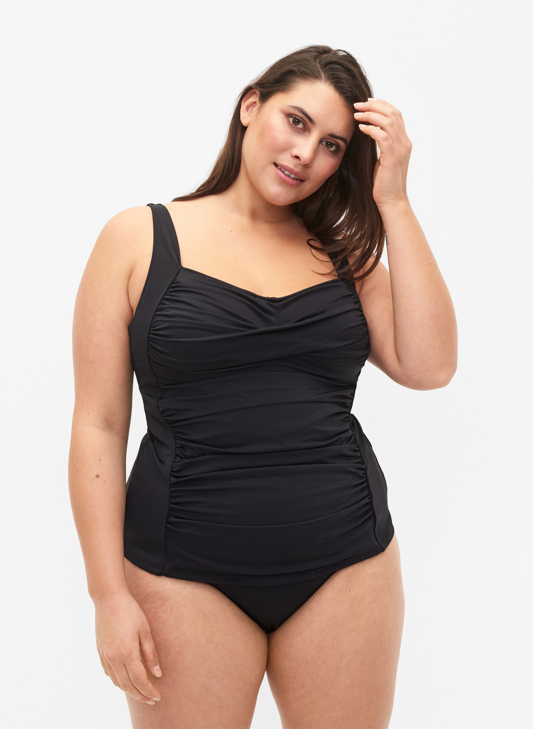 Tankini med draperingar, Svart, Model