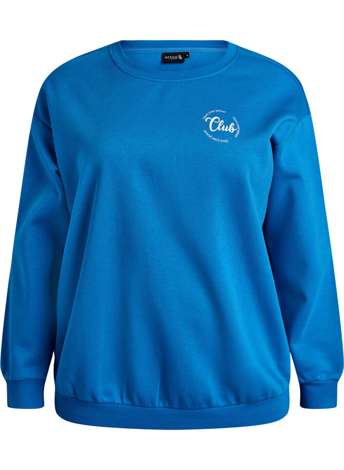 Sweatshirt med texttryck, Bl&aring;, Packshot