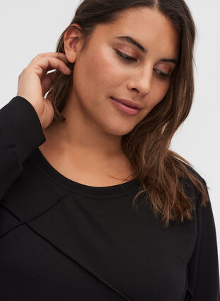 Långärmad tröja med rund halsringning, Black, Model image number 2
