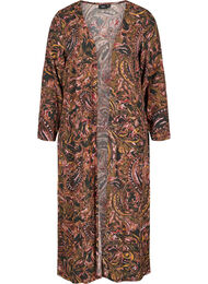 Lång kimono i viskos med fint mönster, Paisley AOP