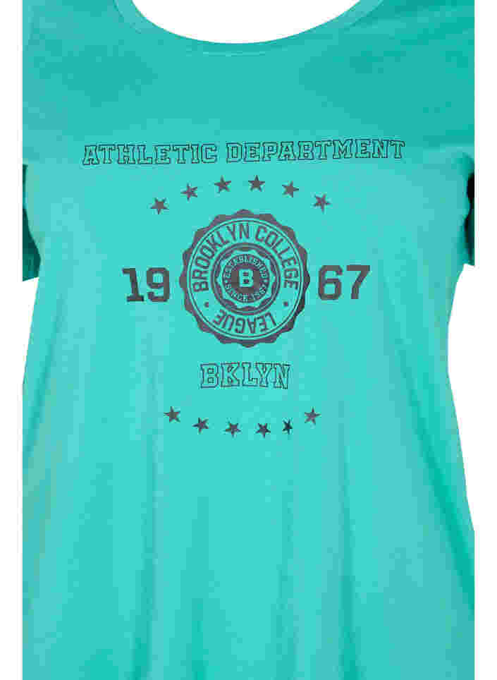 Kortärmad t-shirt i bomull med print, Sea Green, Packshot image number 2