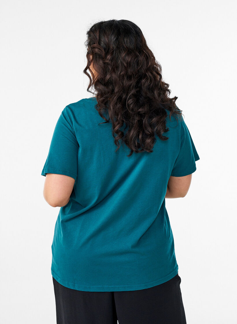 T-shirt med v-ringning, Gr&ouml;n, Model image number 2