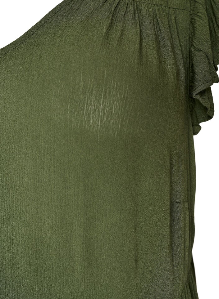 Midikl&auml;nning i viskos med volang&auml;rmar, Gr&ouml;n, Packshot image number 2