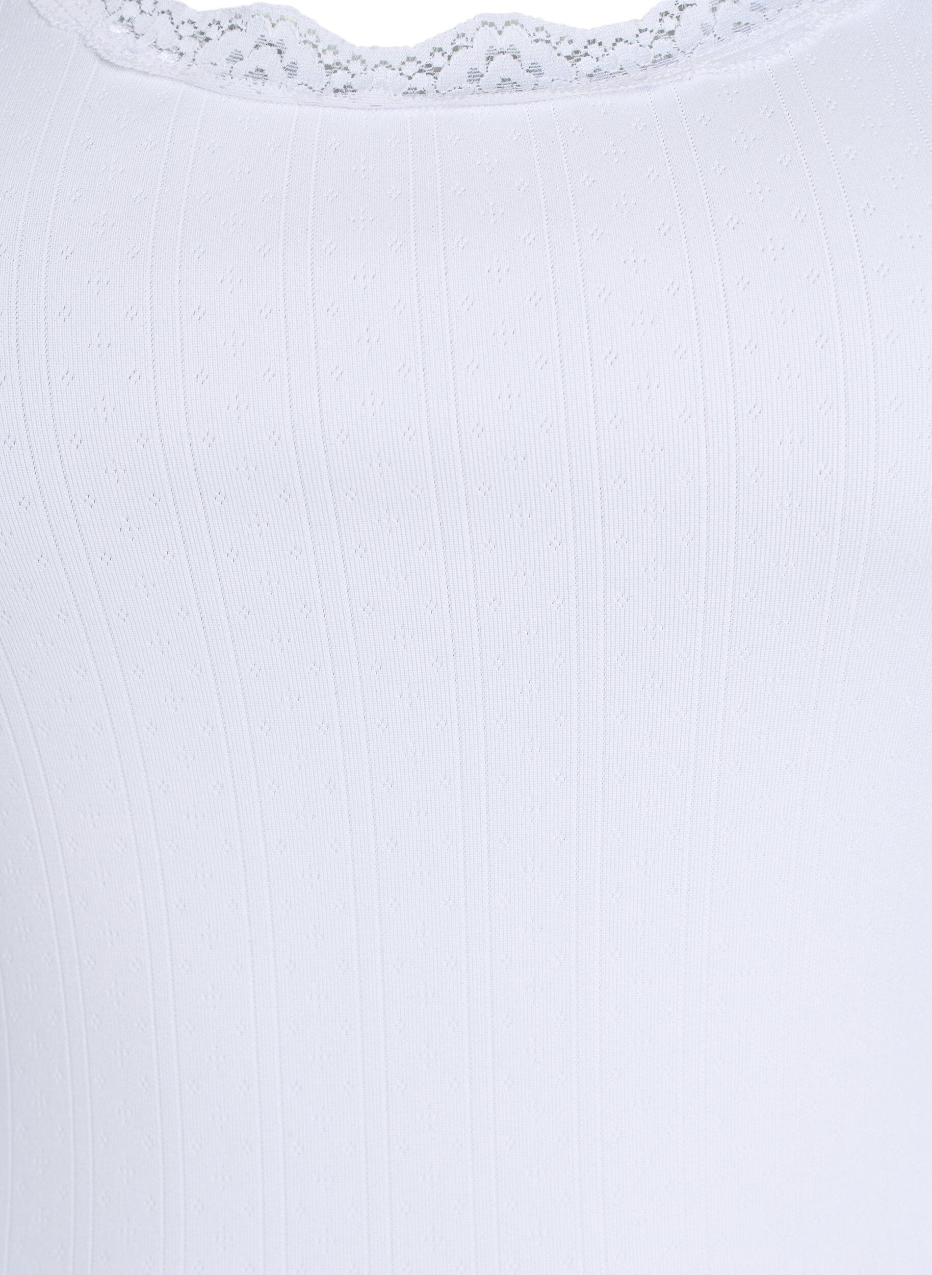 Zizzi Linne med spetskant och h&aring;lbrodyr, Vit, Packshot image number 2