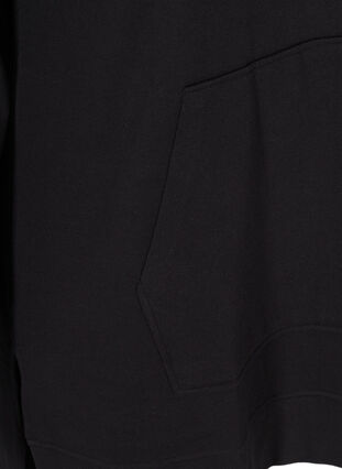 Långärmat sweatklänning med huva och ficka, Black, Packshot image number 3