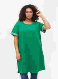 Sweatshirtklänning med korta ärmar och slits, Jolly Green, Model