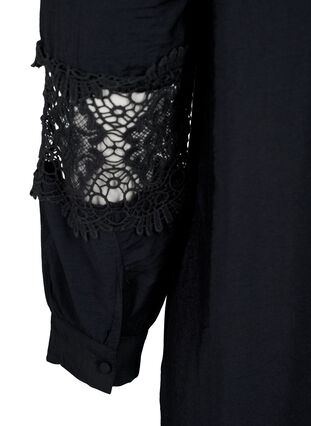 Klänning i viskos med virkade detaljer, Black, Packshot image number 3