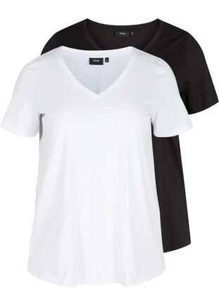 2-pack t-shirt i bomull, Bright White, Packshot image number 0