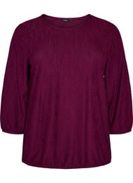 Blus med struktur och 3/4-&auml;rmar, Lila