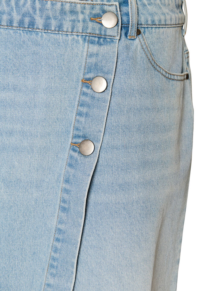 Denimskorts med omlotteffekt och h&ouml;g midja, Bl&aring;, Packshot image number 2