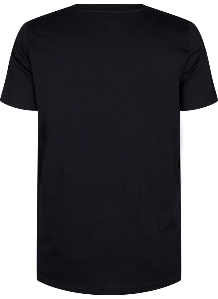 T-shirt i bomull med strassmotiv, Black w. Dream, Packshot image number 1