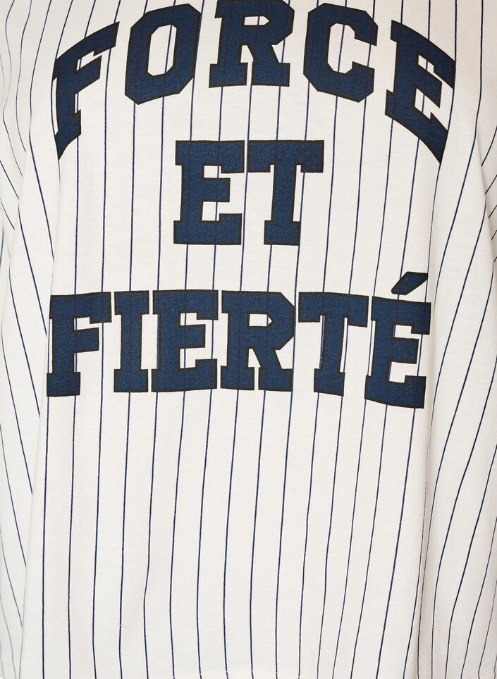 Boxig t-shirt med r&auml;nder och statement-tryck, Vit, Packshot image number 2