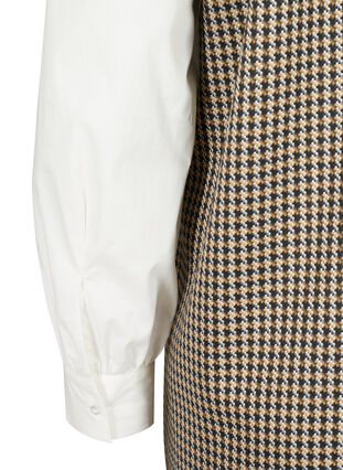 Långärmad skjorttunika i mönster med stor krage, Houdsthooth, Packshot image number 3