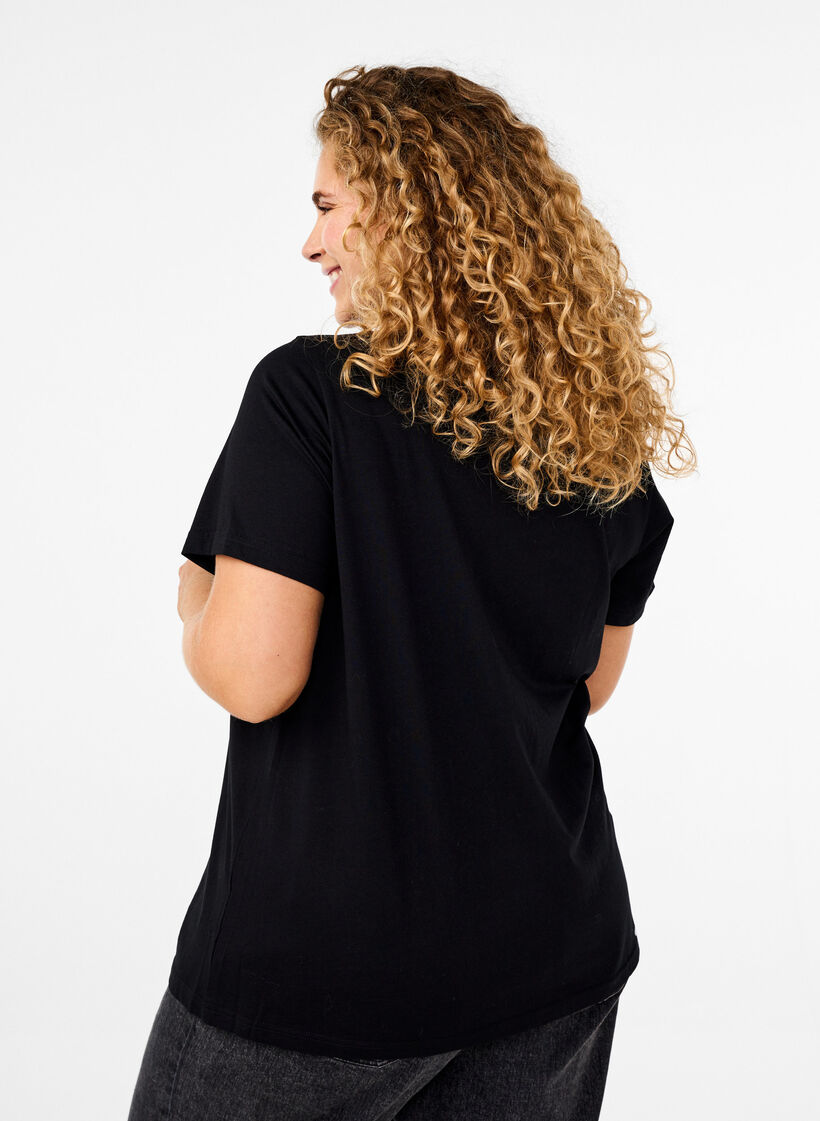 T-shirt i bomull med strassmotiv, Black w. Dream, Model image number 1