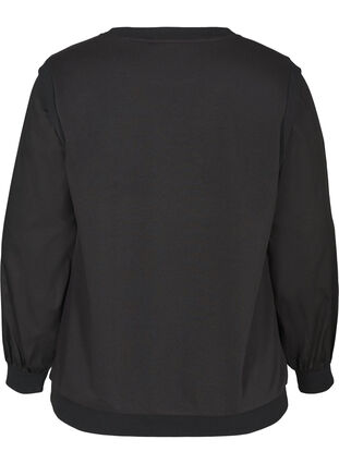 Sweatshirt med långa ärmar och ribbade muddar, Black, Packshot image number 1