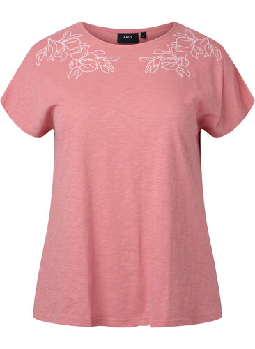 T-shirt i bomull med tryck, Old Rose W. Leaf, Packshot image number 0