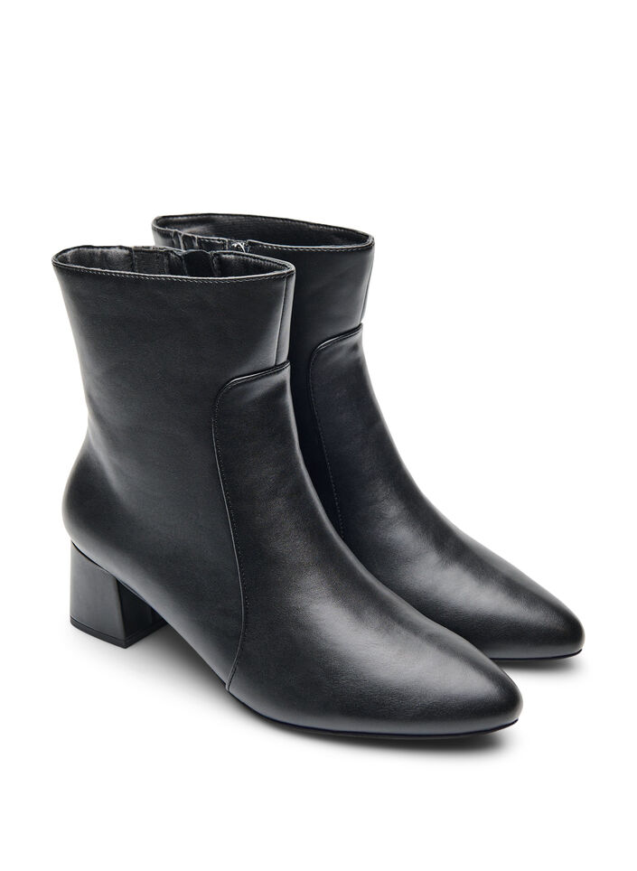 Wide fit - Ankelboots med blockklack, Svart, Packshot image number 1
