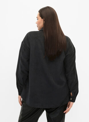 Långärmad sammetsskjorta med bröstfickor, Black, Model image number 1