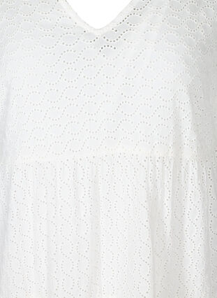 Kortärmad klänning med broderi anglaise, Bright White, Packshot image number 2