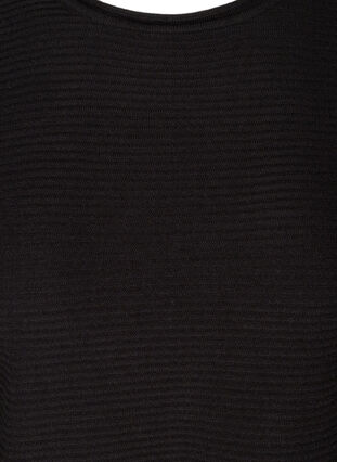Ribbstickad blus med rund hals, Black, Packshot image number 2