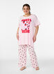Pyjamasbyxor i mjuk jersey med h&ouml;g midja och fruktm&ouml;nster, Rosa, Model image number 0
