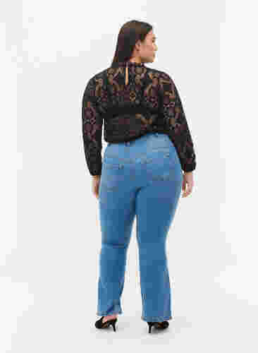 Ellen bootcut jeans med hög midja, Light blue, Model image number 1