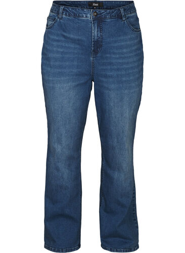 Jeans med extra hög midja, Blue denim, Packshot image number 0