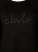Stickad blus med broderad text, Black/Black, Packshot image number 2