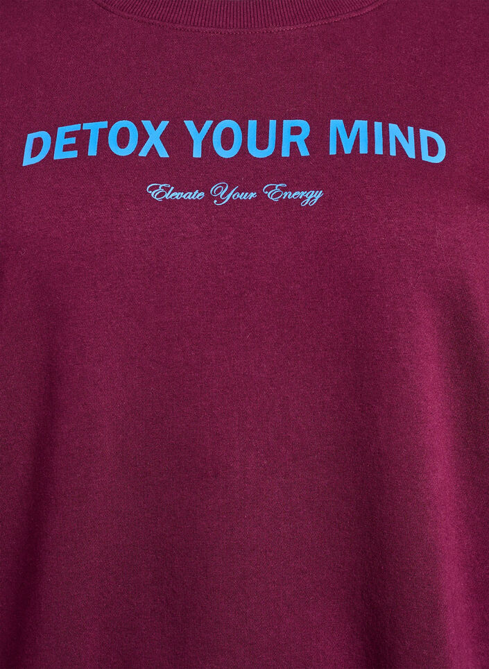 Sweatshirt med texttryck, M&ouml;rk Bordeaux, Packshot image number 2
