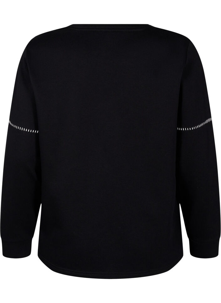 Sweatshirt med kontrastsömmar, Black, Packshot image number 1