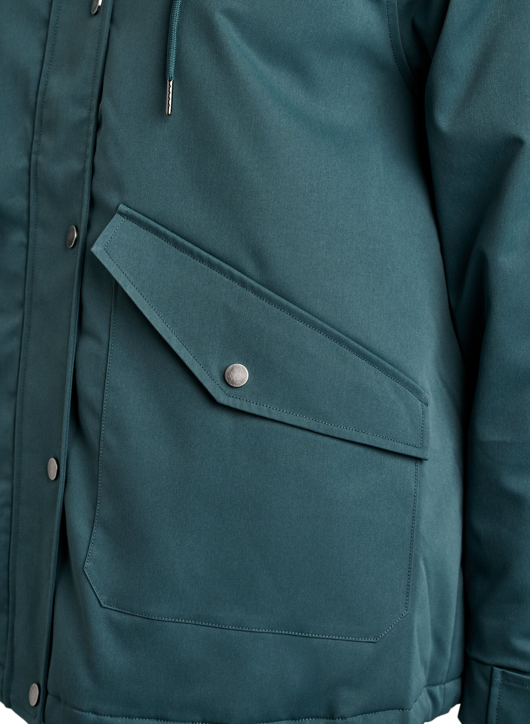 ZizziVadderad parkas med avtagbar huva, Gr&ouml;n, Packshot image number 3