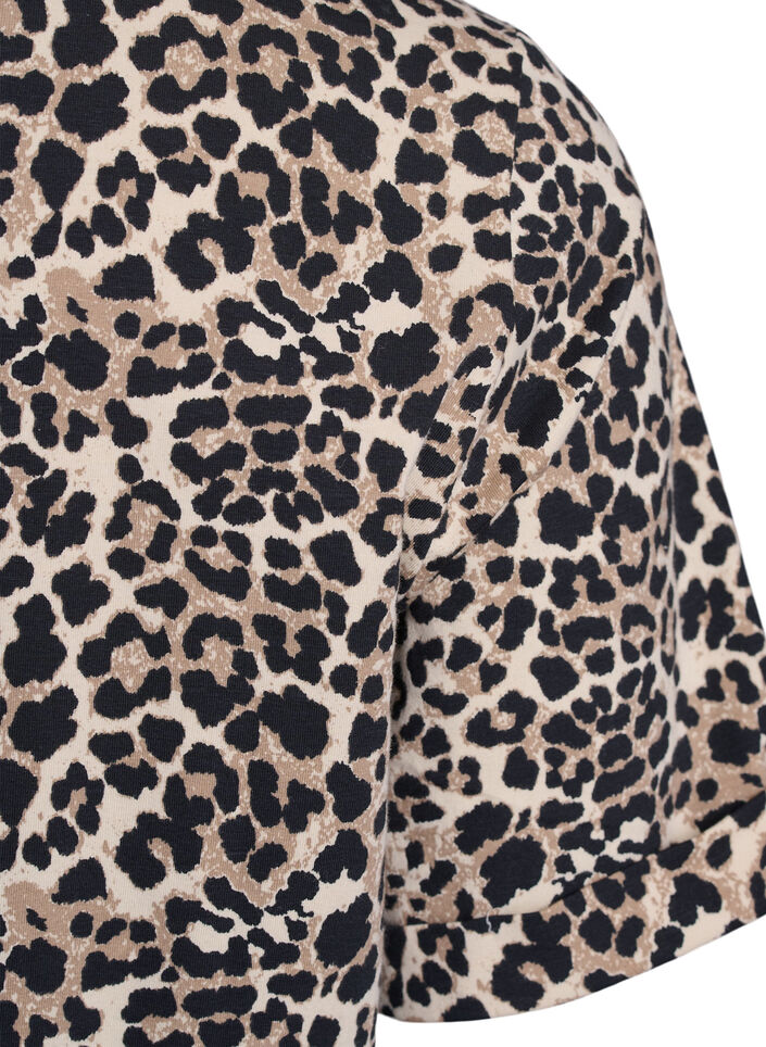 T-shirt med rund hals och heltäckande tryck, Brun, Packshot image number 3