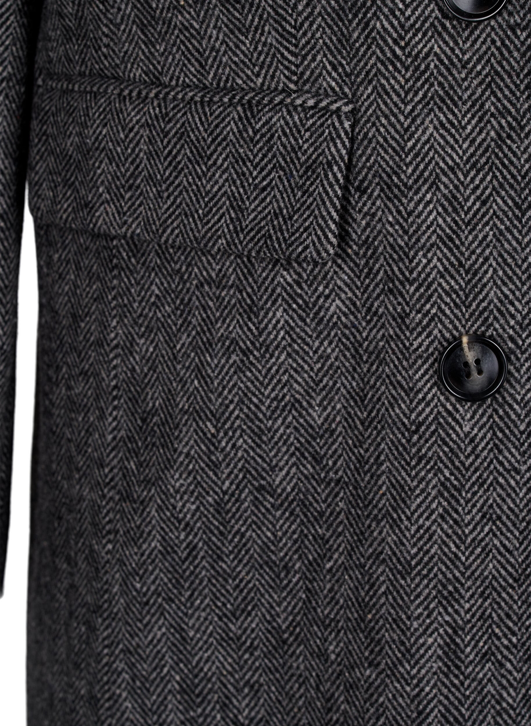 Zizzi L&aring;ng ullrock med fiskbensm&ouml;nster, Dark Grey Melange, Packshot image number 3