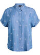 Skjorta i lyocell med denimlook och blombroderi, Bl&aring;, Packshot image number 0