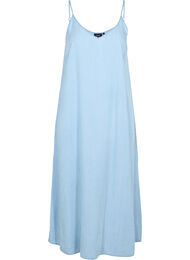Lång denimklänning med tunna axelband, Light blue denim