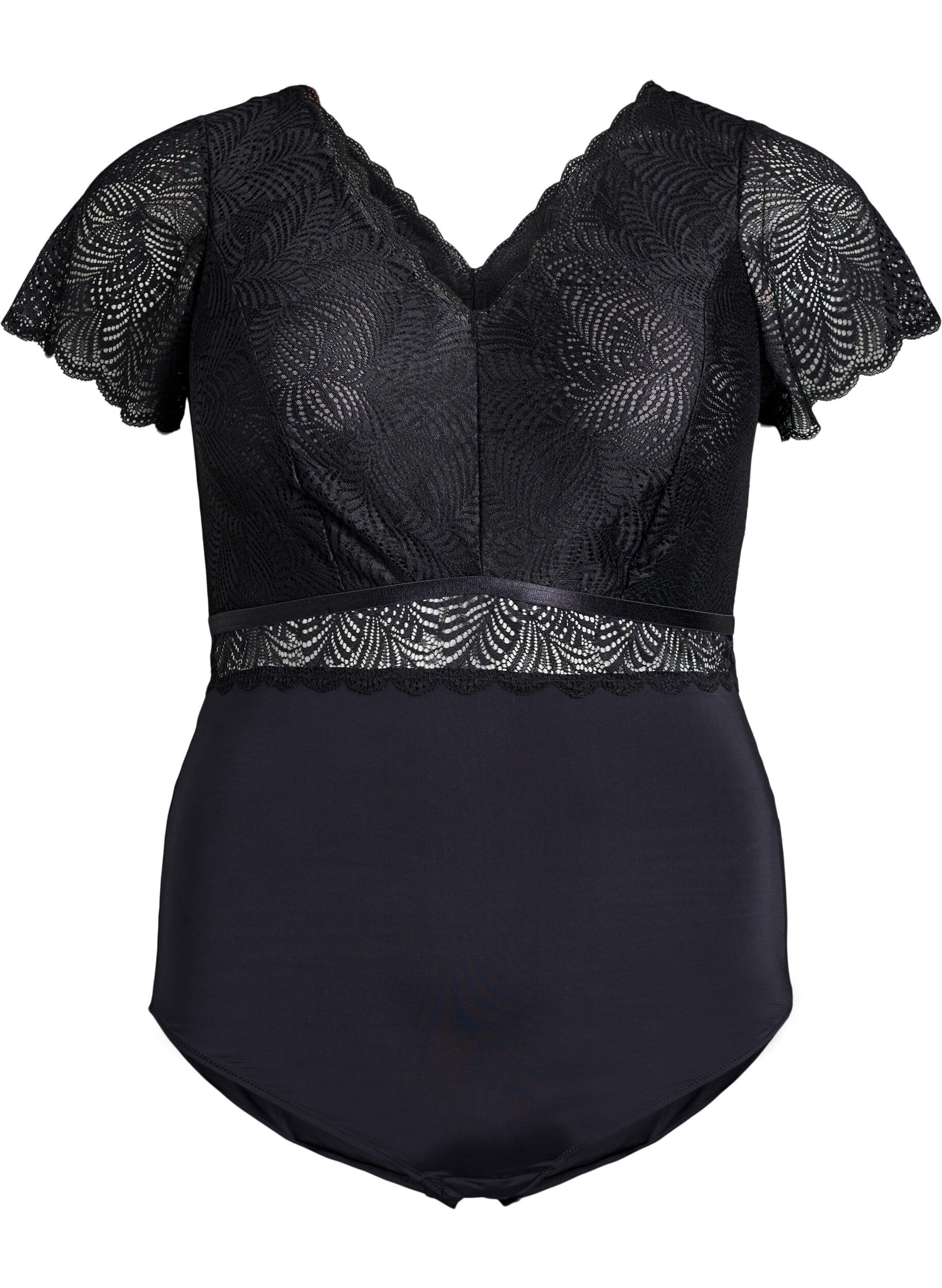 Body med spets och korta &auml;rmar