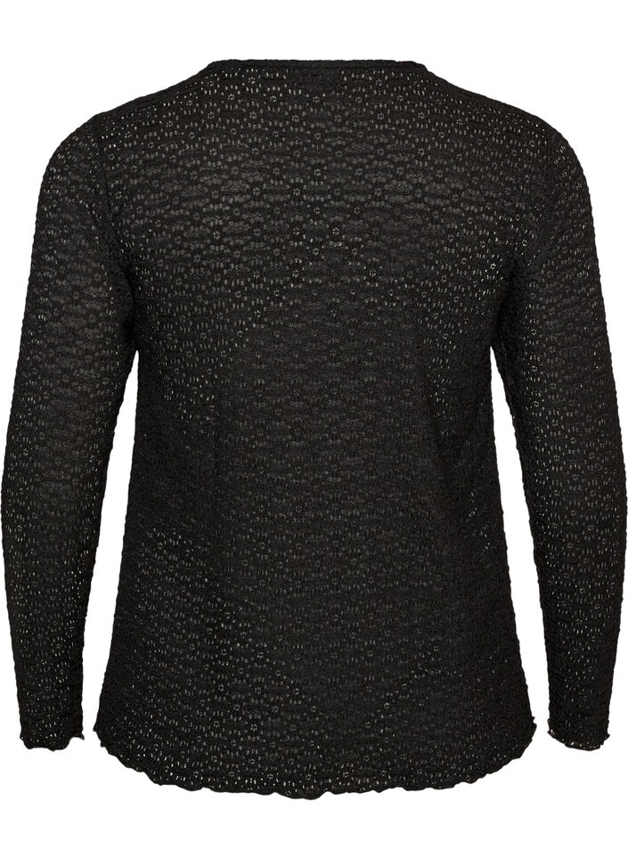 Blus med h&aring;lm&ouml;nster och l&aring;nga &auml;rmar, Svart, Packshot image number 1