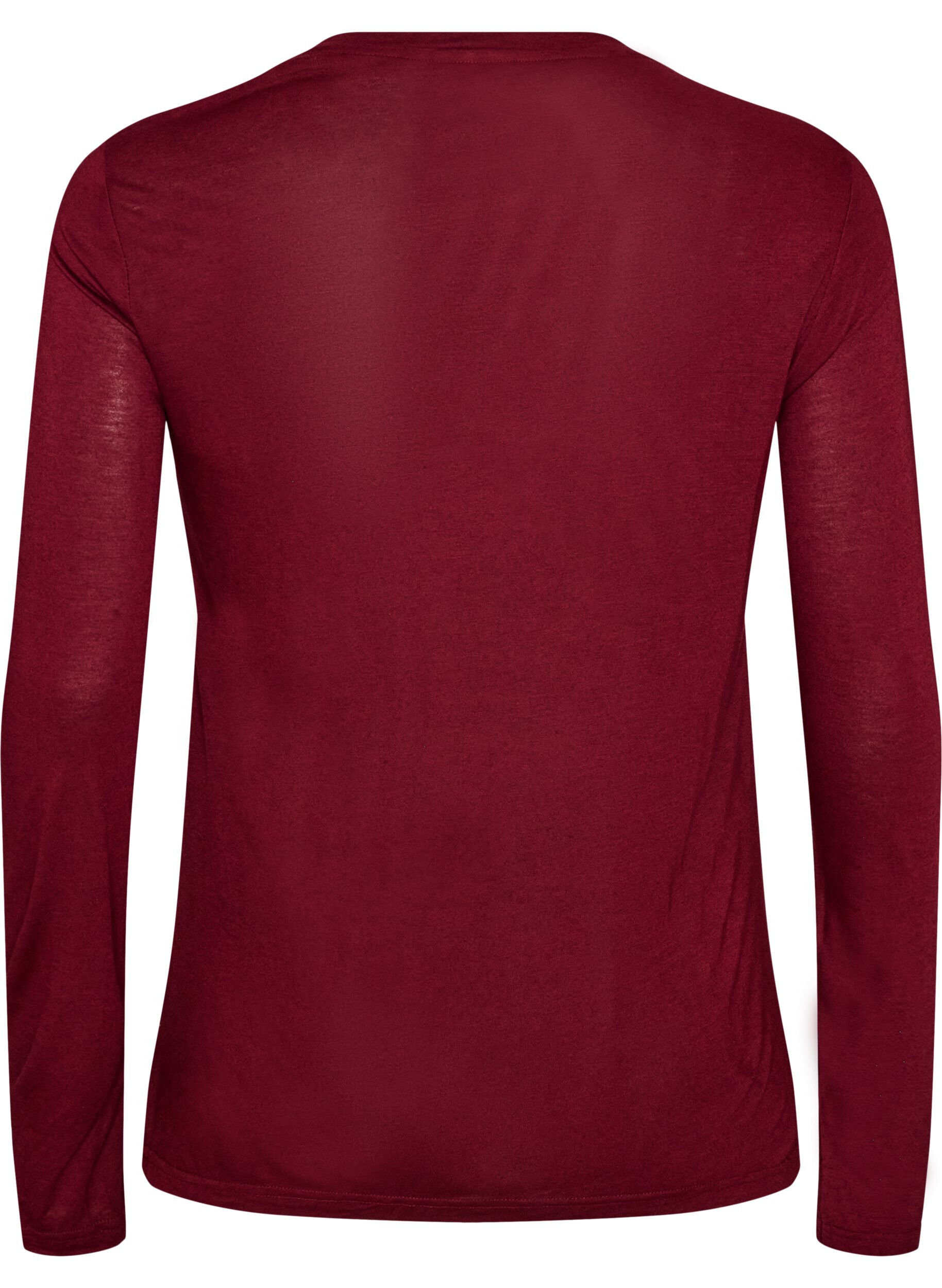 ZizziL&aring;ng&auml;rmad blus i ull och viskos, R&ouml;d, Packshot image number 1