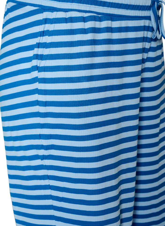 Randiga pyjamasbyxor med h&ouml;g midja och vida ben, Bl&aring;, Packshot image number 2
