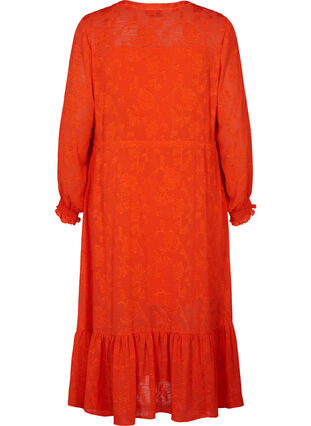 Långärmad midi-klänning i jacquard-look, Orange.com, Packshot image number 1