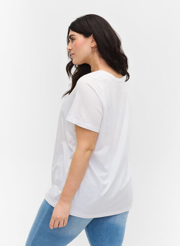 T-shirt i bomull med tryck, Bright White CALM, Model image number 1