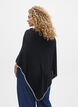 Fin stickad poncho, Svart, Model image number 2