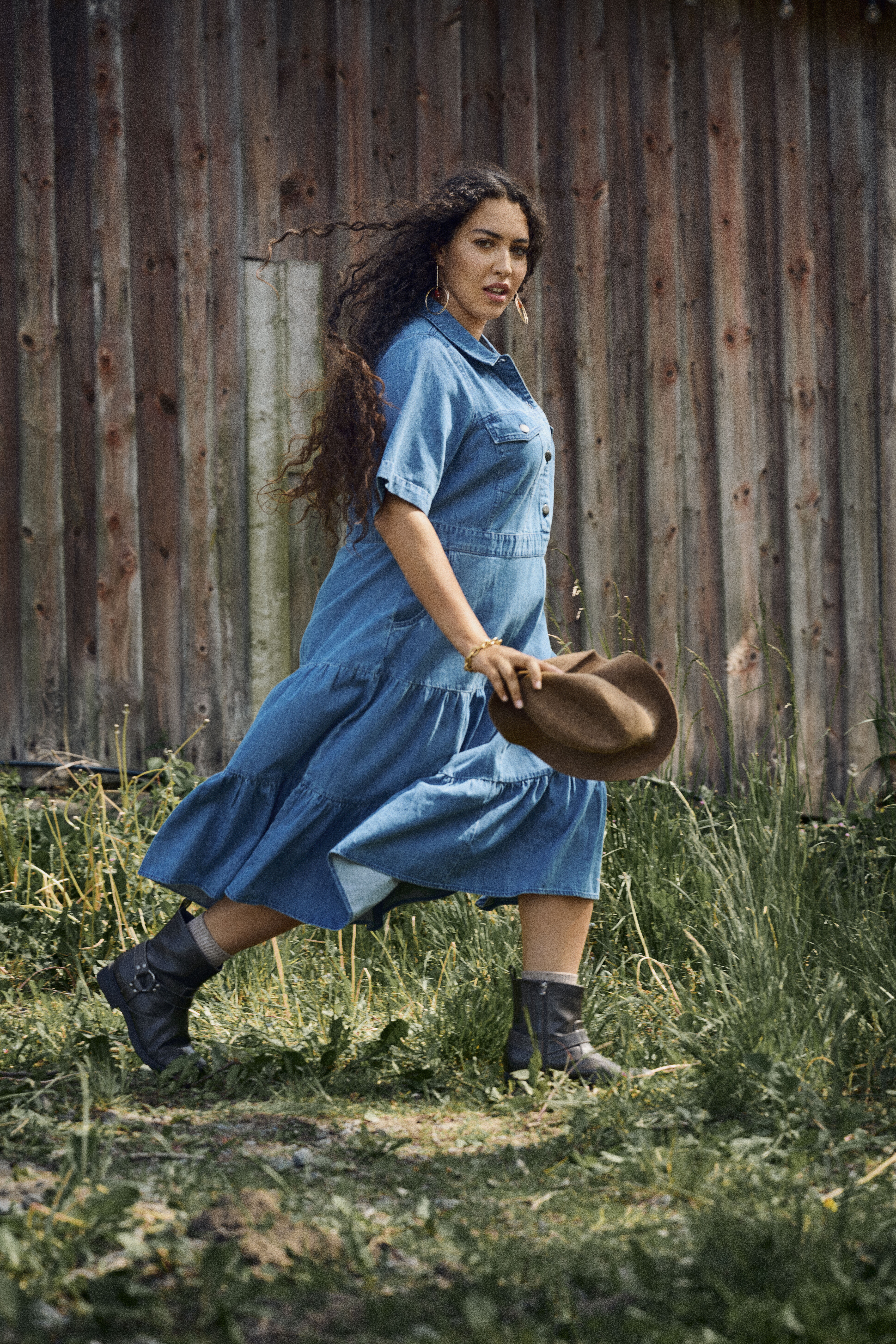 Midikl&auml;nning i denim, , Model