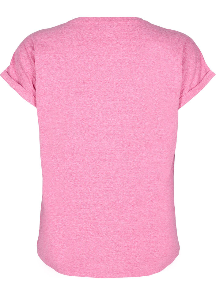 Melerad t-shirt med korta ärmar, Rosa, Packshot image number 1