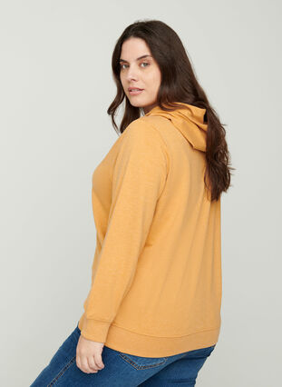 Sweatshirt med huva och tryck, Spruce Yellow Mel., Model image number 1
