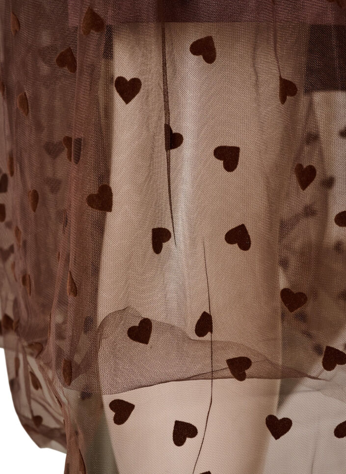 Midikjol i tyll med hj&auml;rtan, Brun, Packshot image number 3