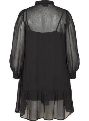 Långärmad klänning med knappstängning, Black, Packshot image number 1